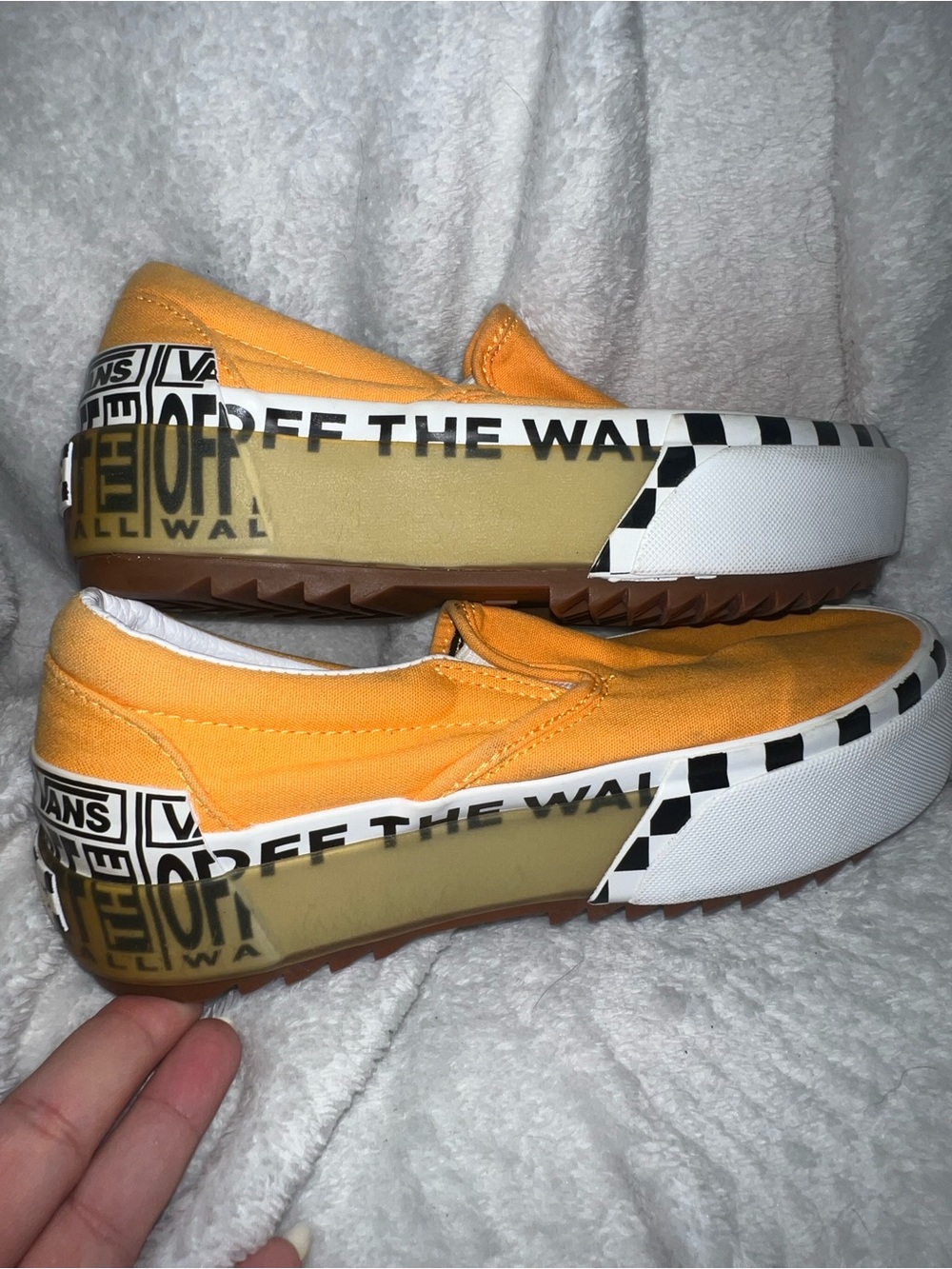 Vans classic slip-on logo stack bright orange men 5.5 woman 7